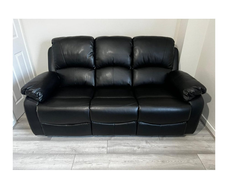 Borghi Leather Recliner 3 Seater Sofa, Black