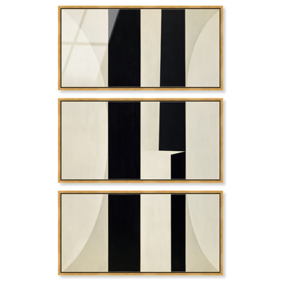 Binary Rhythm III Framed Acrylic Print Office Wall Decor Set by Art Remedy, Gold Frame, 40 x 20