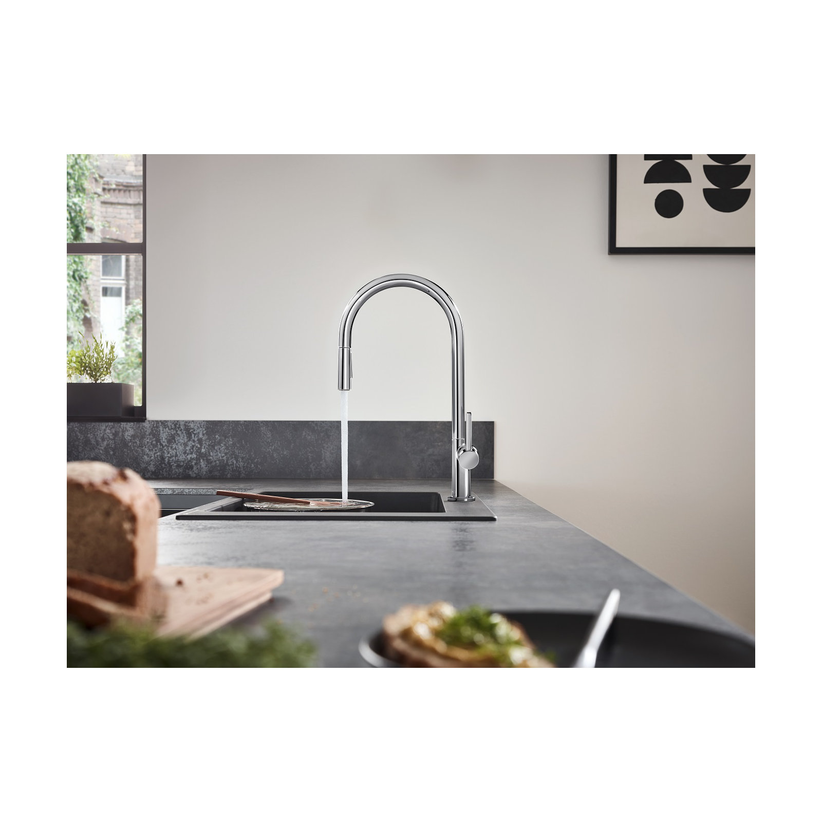 hansgrohe Talis N HighArc Kitchen Faucet, O-Style 2-Spray Pull-Down with sBox, 1.75 GPM, Chrome