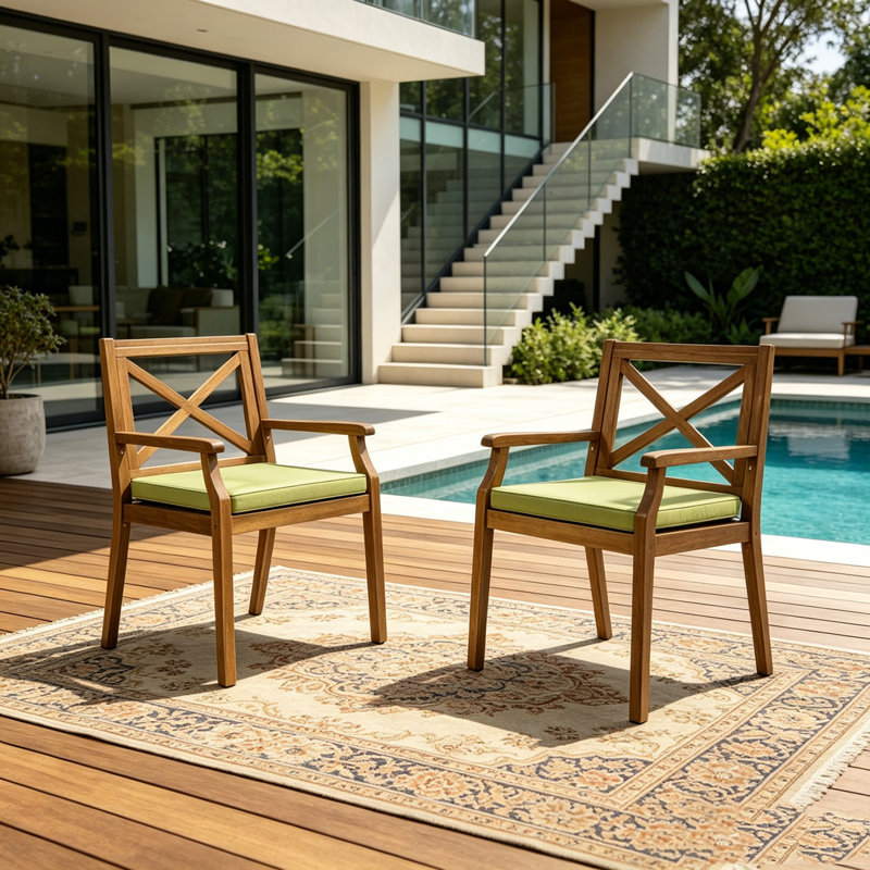 2PCS Patio Lounge Chair, Green