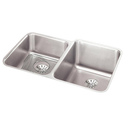 Lustertone 31.25" L x 20.5" W Double Basin Undermount Kitchen Sink with Basket Strainer