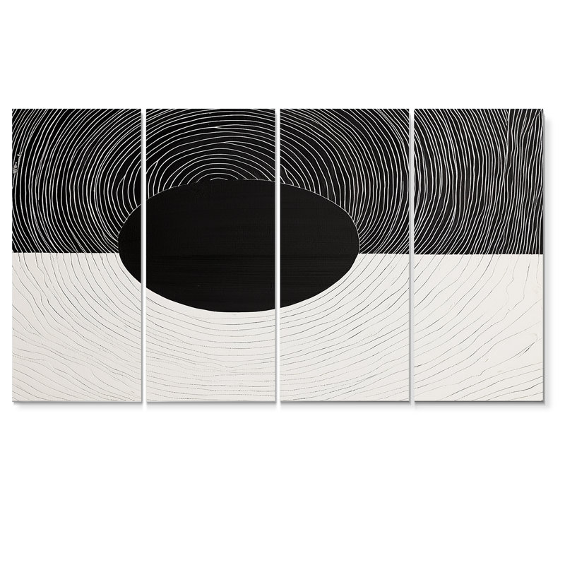 Ensemble de 4 décorations murales Balance Black White Minimal Concentric - Minimalisme, H 28 po x l 48 po