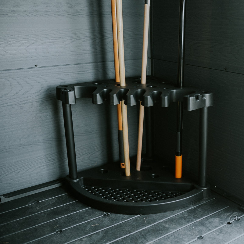 Keter Compact Durable Resin Garage and Shed Corner Tool Rack and Organizer, Easy to Assemble and Holds Garden Tools and Accessories