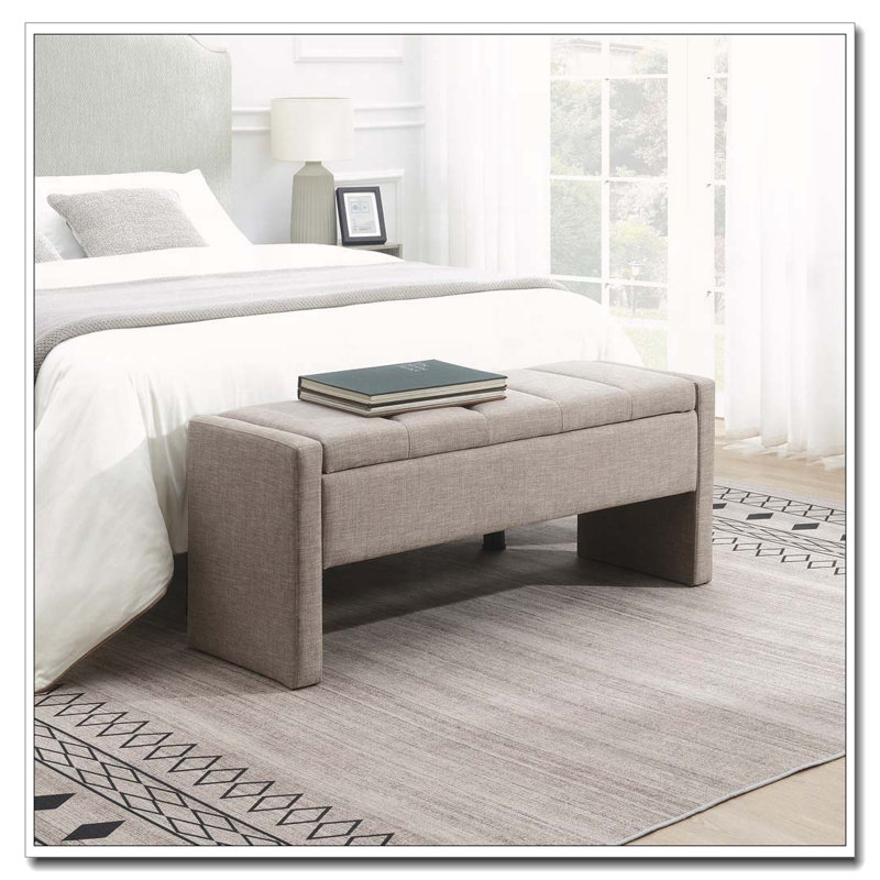 Banc de lit moderne avec rangement, Brun / gris