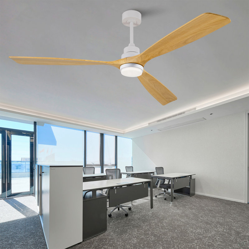 Hot Sales 72 Inch Modern Ceiling Fan With 3 Color Dimmable 3 Solide Wood Blades Remote Control Reversible DC Motor With Led Light