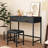 Black Computer Desk With 2 Drawers, Modern Makeup Vanity Desk With Stool-1075240933