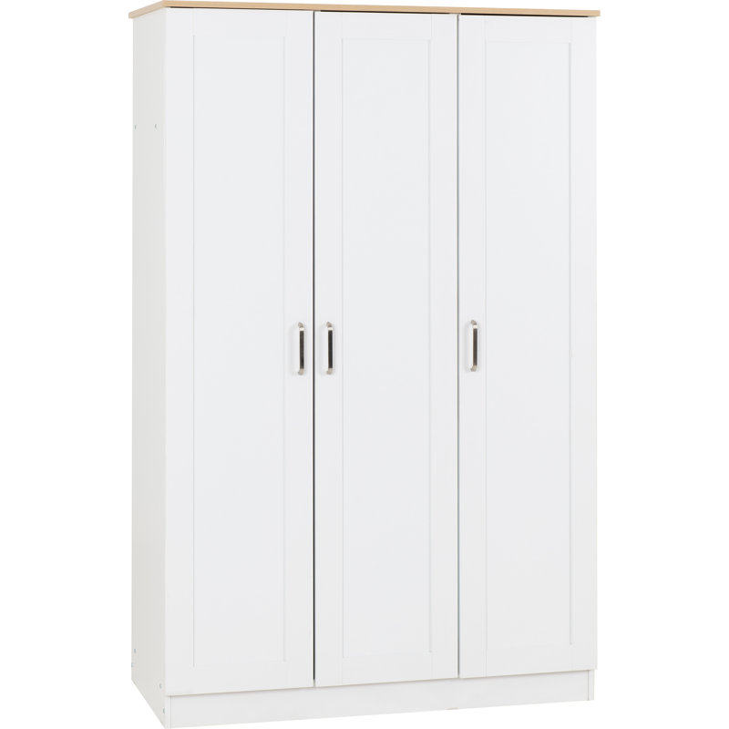 Henryville 3 Door Manufactured Wood Wardrobe, White