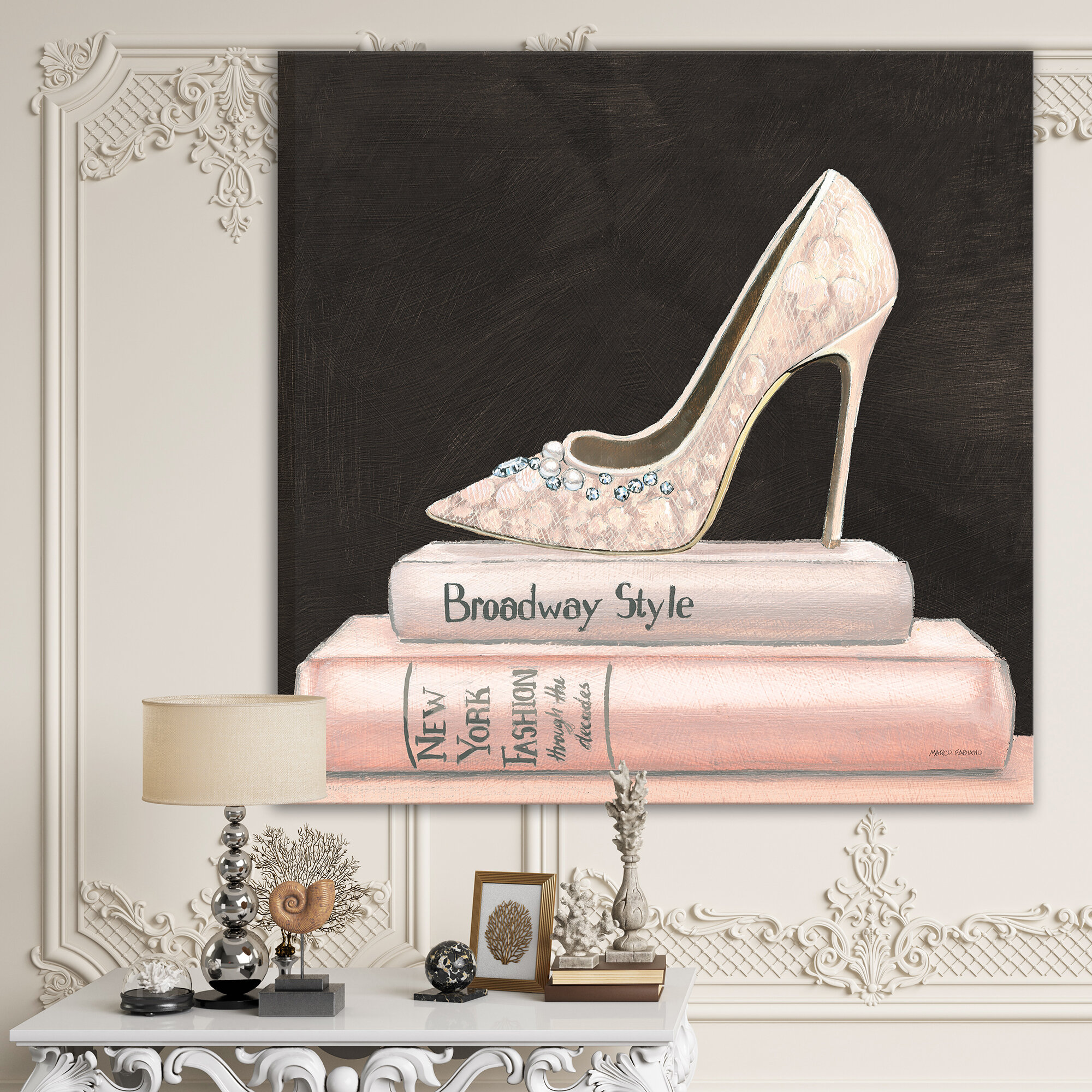Stupell Industries Cream Bow Heels High Fashion Glam Bookstack