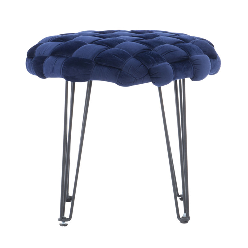 Tabouret d'appoint en velours de 17,5 po de haut Hellman, Marine