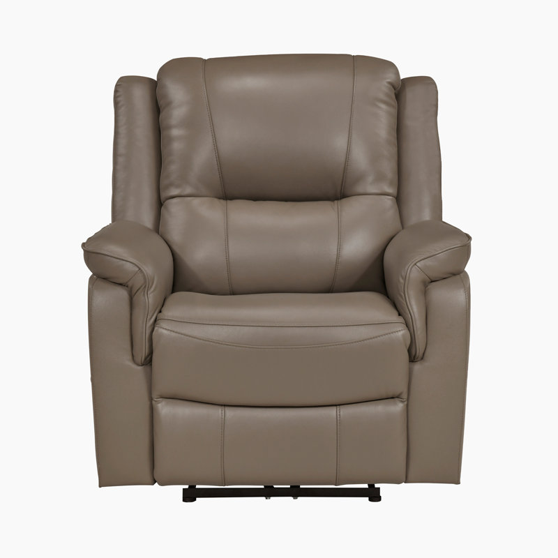 Lucien: Fauteuil inclinable électrique en cuir fleur moderne et contemporain de 35 po avec commande à une touche, charge USB et conception à fixation murale