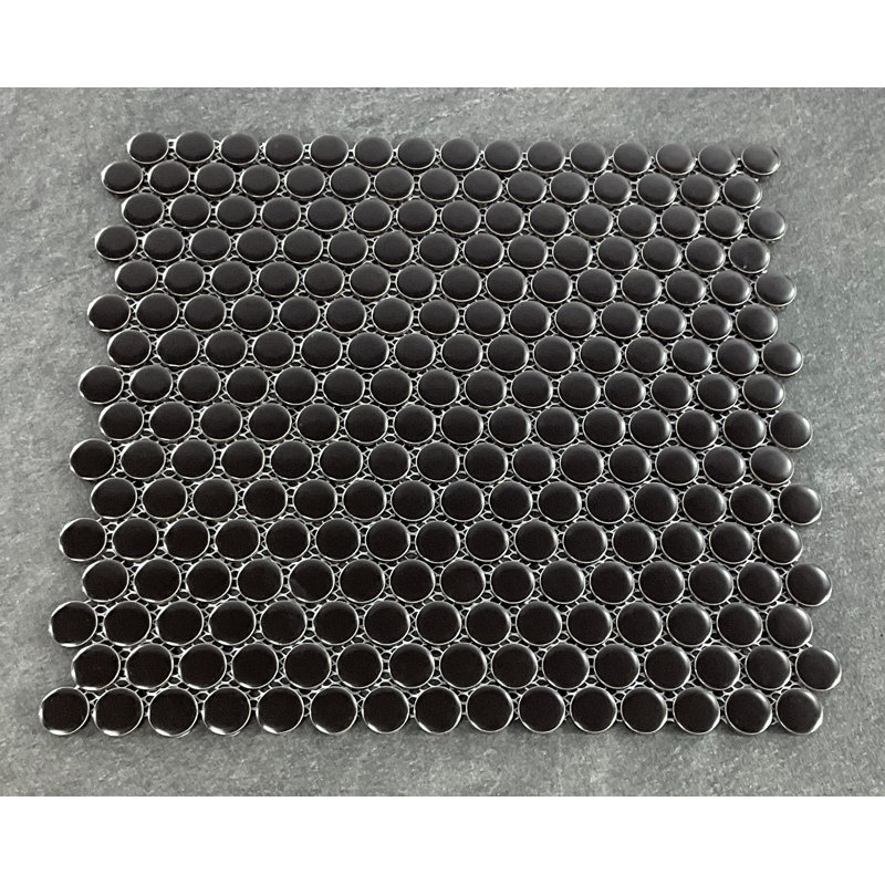 0.75" x 0.75" Porcelain Penny Round Mosaic Wall & Floor Tile, Black