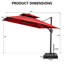 128' X 104' Mobile Double Top Cantilever Umbrella with Weighted Base -964999758