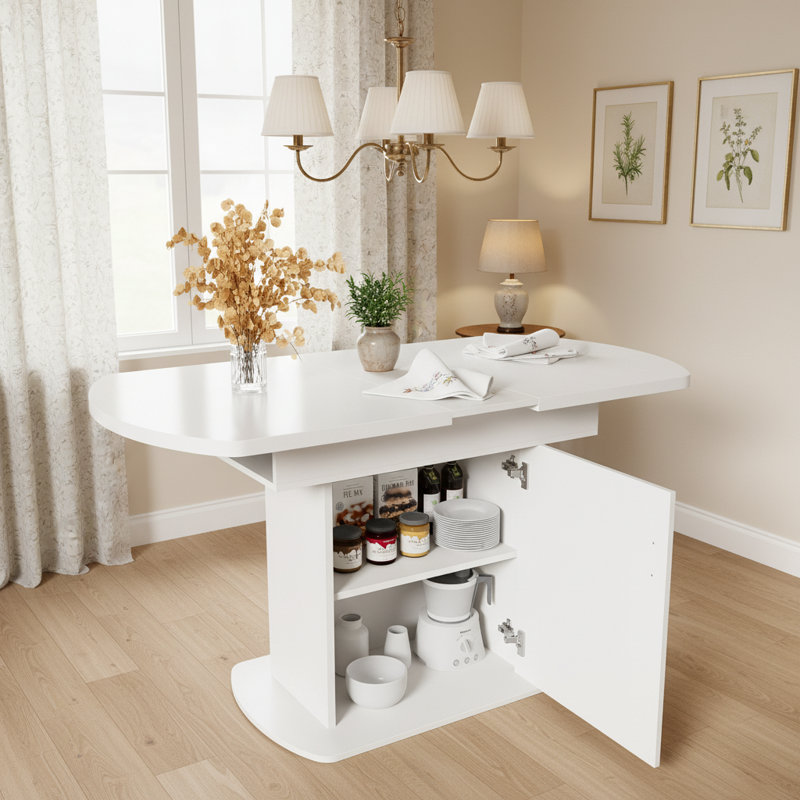 Extendable Dining Table, White