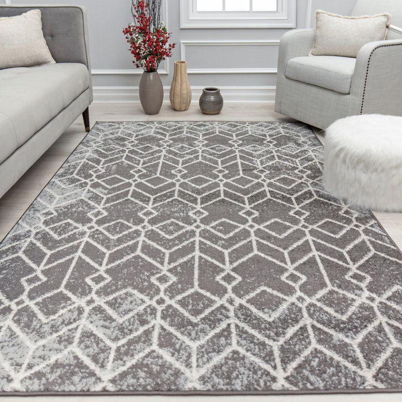 Ildiko KN30A Moonless Night Moroccan Tribal Grey Area Rug, 8'3"X10'0", Rectangle 8'3" x 10'