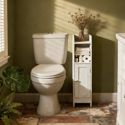 Corner Bathroom Storage Cabinet With Adjustable Shelves, Slim Freestanding Organizer For Toilet Paper And Bathroom Essentials In Small Spaces