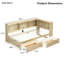 Lit de jour simple en bois massif avec station de charge USB, 2 tiroirs de rangement et armoires intégrées - Naturel-1380226240