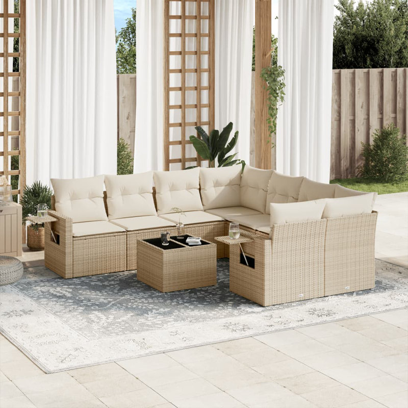 Ensemble de canapé de jardin Vidaxl beige et blanc crème