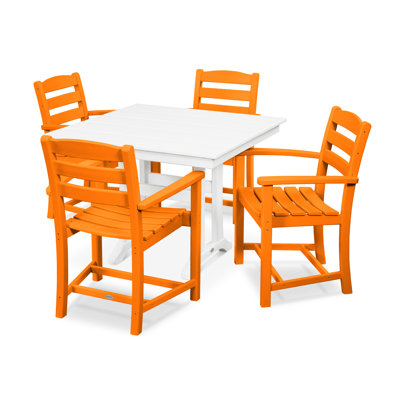 POLYWOOD La Casa Café 5-Piece Farmhouse Trestle Arm Chair Dining Set