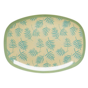 12" Melamine Rectangular Palm Leaves Plate