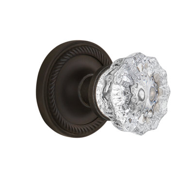 Rosette en corde avec bouton de porte en cristal
