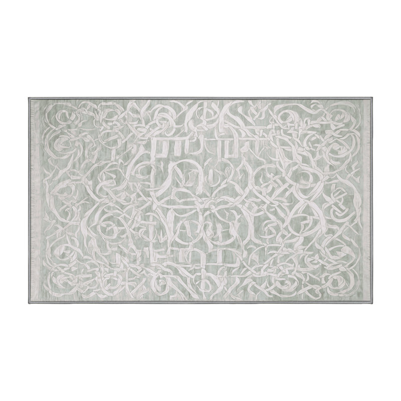 Machine Washable Gray Area Rug, Rectangle 7' x 9'