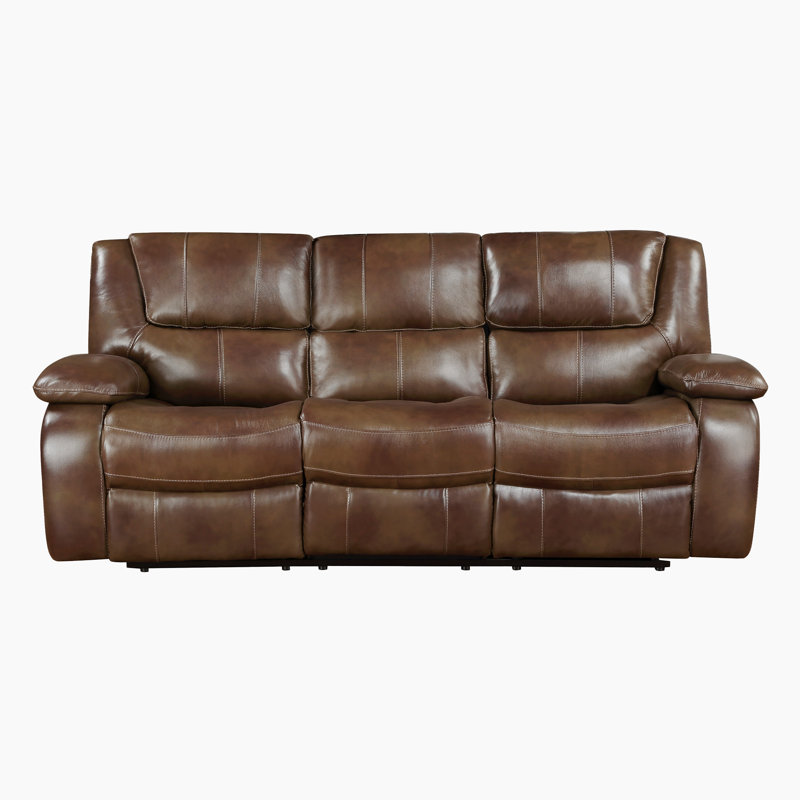 Canapé inclinable en cuir 86,5 po Mervela, Brun