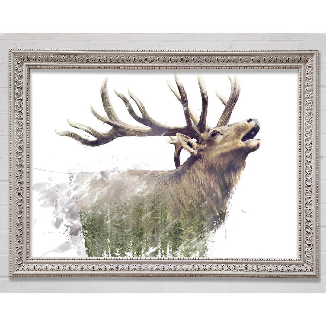 Double Exposure Stag - Einzelner Bilderrahmen Kunstdrucke