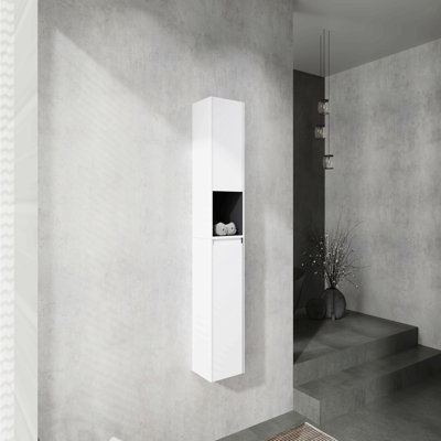 12" Bathroom Side Cabinet,2-Soft Close Doors,Float Mounting Design