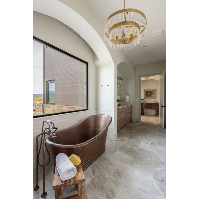 67" Hammered Copper Single Slipper Bathtub