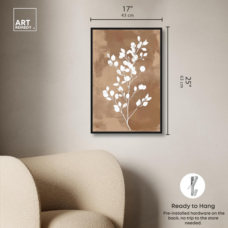 «White Botanical I», impression sur toile rustique par Art Remedy, cadre noir, 16 x 24, H 25 po x l 17 po, Cadre noir