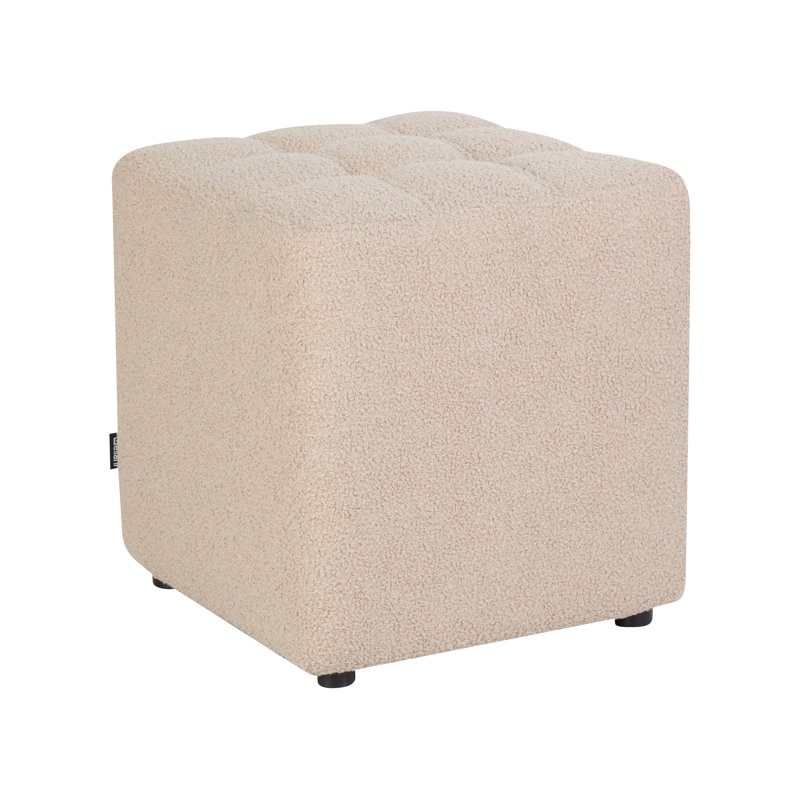 Haldan 38cm Wide Tufted Square Cube Ottoman, Beige