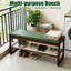 Banc à chaussures, banc d'entrée en bambou avec coussin et rangement caché, range-chaussures pour vestibule, garde-robe, porte d'entrée, vestibule, salon, 2 niveaux (vert)-129191217