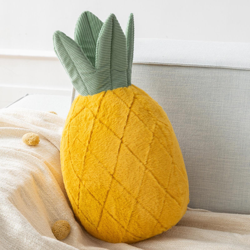 Yellow Pineapple Shaped Faux Fur Throw Pillow