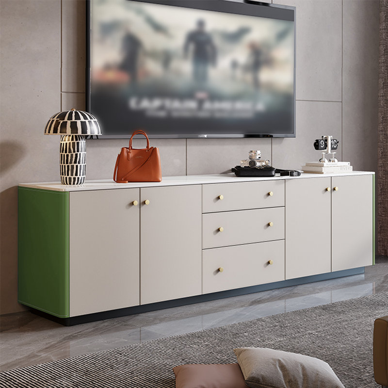 Meuble télé haut de gamme léger et luxueux, 94.49", Vert / gris pâle
