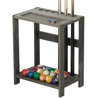 MyGift Solid Wood Floor Pool Cue Rack