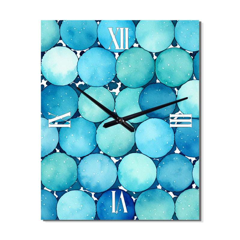 Horloge murale géométrique moderne surdimensionnée turquoise à symétrie circulaire, H 28 po x l 12 po x P 1 po