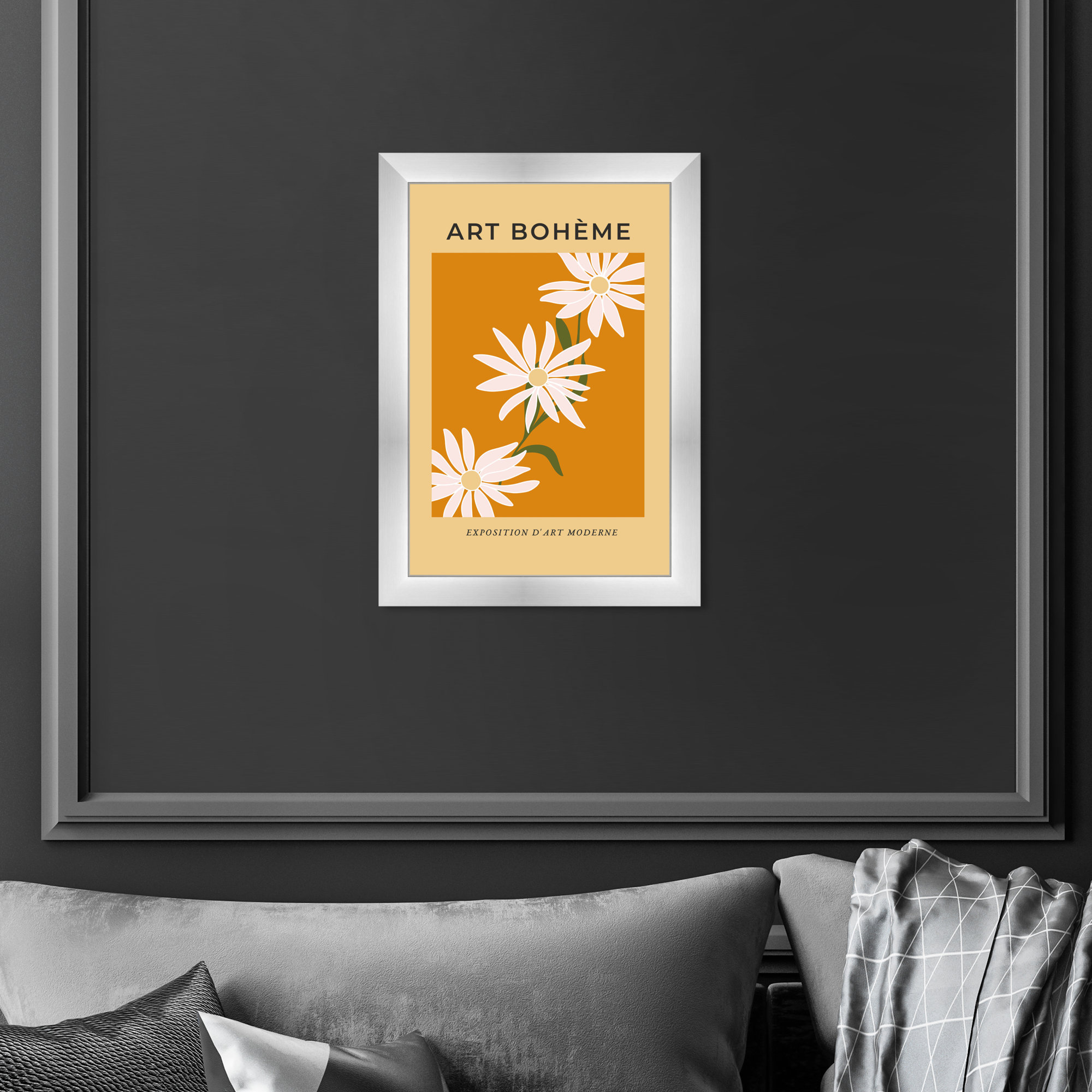 French White Daisy by Oliver Gal, 17" H x 12" W, Silver Framed Paper