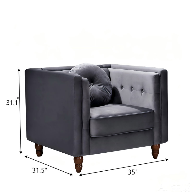 Fauteuil d'appoint classique Chesterfield, Grey
