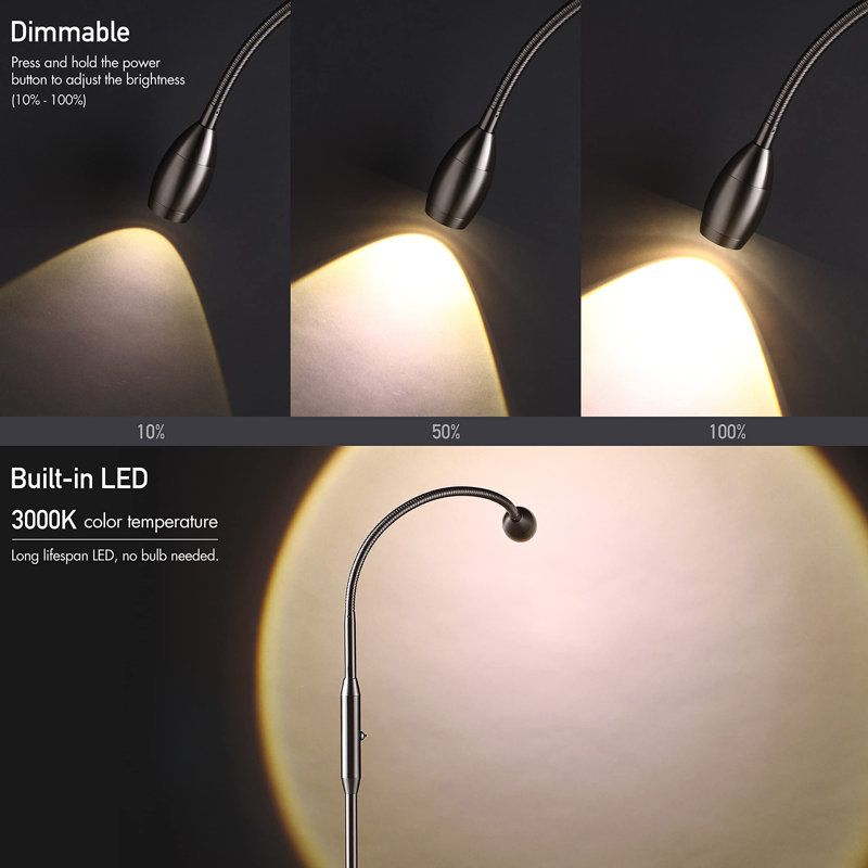 Lampe sur pied à DEL ajustable, Nickel brossé