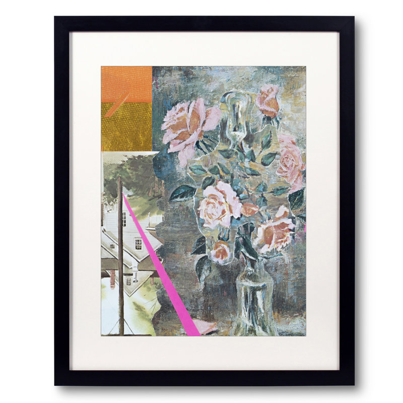 Fleurs à l'envers par Jphono 1, H 21,25 po x l 17,25 po, H 24 po x l 18 po, Papier avec cadre noir