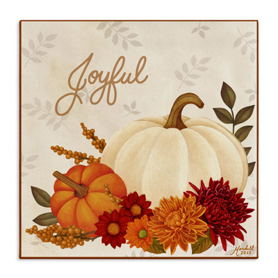 «Joyful Floral Pumpkins», art mural sur toile par Mardell Schuster