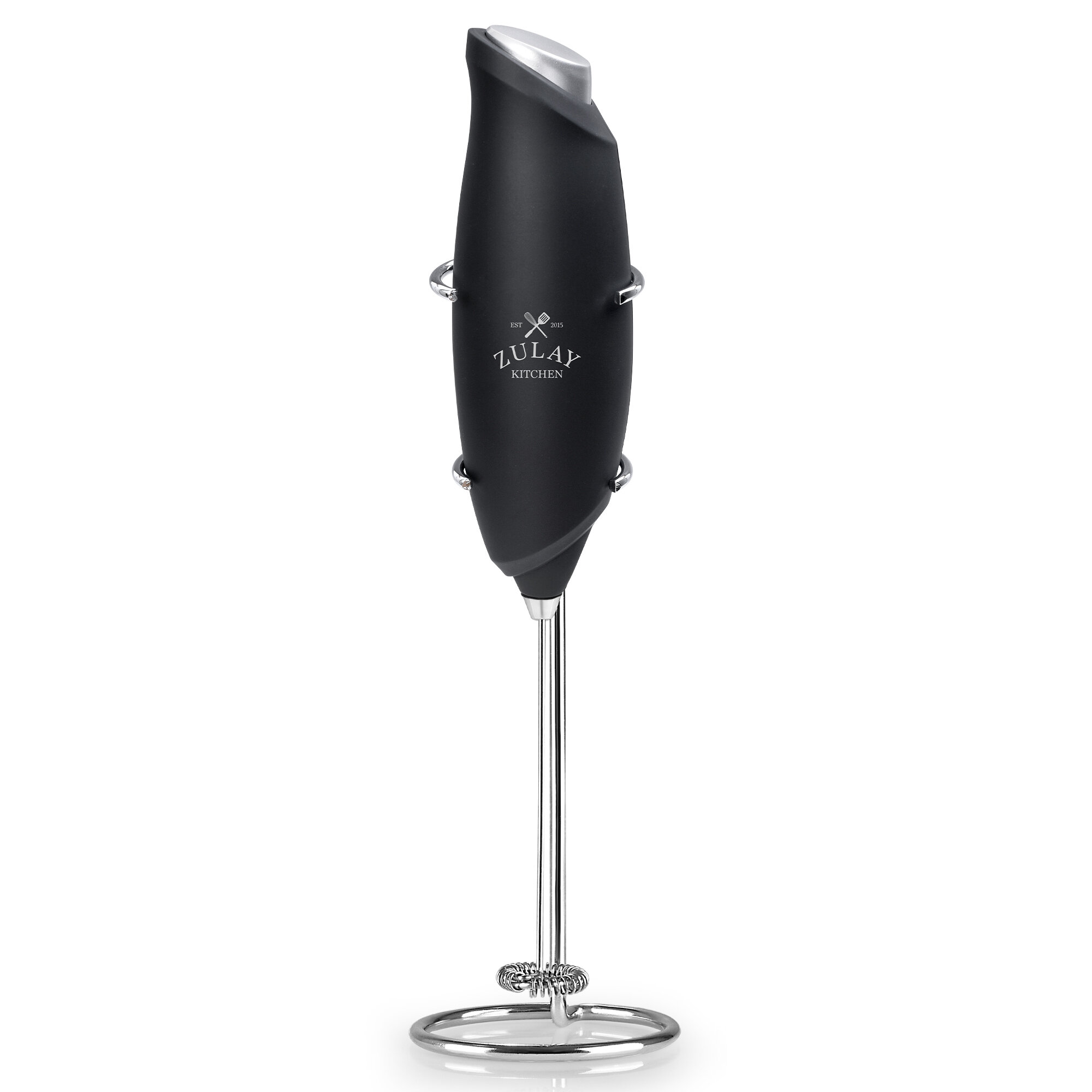 Zulay Kitchen Powerful Milk Frother Handheld - Easy-to-Grip Hand Mixer  Electric - Twister-Design Mini Mixer for Powder Drinks - Coffee Frother
