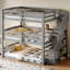 Lit superposé triple double avec escalier de rangement, conception séparée, gris-1172264238