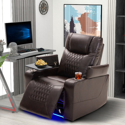 Power Recliner with USB, Hidden Storage, 2 Cup Holders & 360° Swivel Tray – Electric Motion Lounge Chair