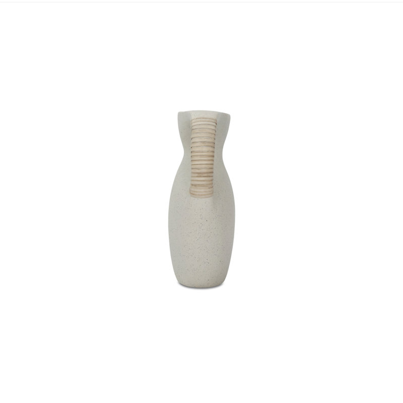 Vila 13In Sculptural Vessel Cream White, 9.5" H x 3.5" W x 9.5" D