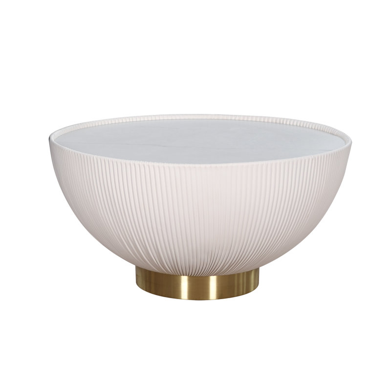 Mizelle Solid Wood Drum Coffee Table, 36cm H x 70cm W x 70cm D, White