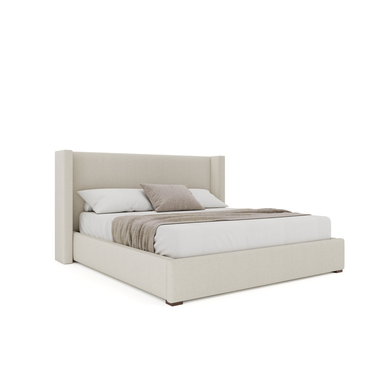 Lit tapissier Aylet, Bouclé blanc cassé, Très grand