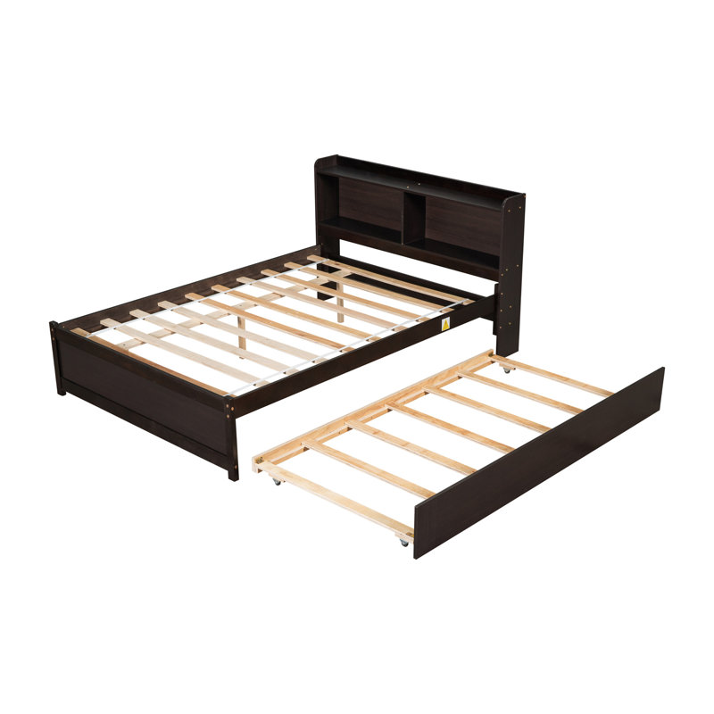 Full Bed With Trundle,Bookcase,Espresso, Espresso
