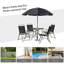 Vigil 6 Piece Garden Dining Set with Umbrella and Parasol-15973117