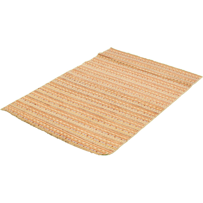 Tapis ivoire / rouge en laine noué à la main